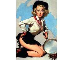 Schatzmix Plaque Murale en tôle avec poêle Motif Cowgirl 20 x 30 cm