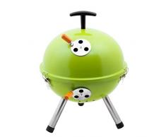 Kamino BBQ Mini Grill sur 3 Pieds Courts, Grill de Table Rond en Acier, Barbecue pour Camping avec Grillage, Ø env. 32 cm, Hauteur env. 42 cm, Vert