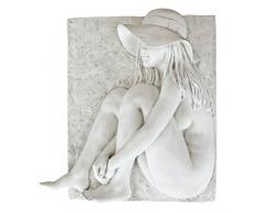 Design Toscano Beth à la Plage Sculpture, Résine, Argent, 12,5 x 61 x 63,5 cm