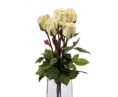 Closer To Nature Lot de 6 Roses fermées artificielles 1 Tige Crème 60 cm