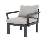 Gartenfreude Aluminium Sessel Ambience, flexibel einsetzbar mit wasserabweisenden Kissen, Dunkelgrau/Hellgrau Fauteuil, Gris foncé/Gris Clair