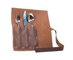 Artisan Tablier Porte-Couverts en Cuir Marron Clair