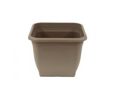 greemotion Pot de fleurs carré en plastique 48 x 48 cm 45L - Pot pour plantes extérieures et intérieures - Pot de jardin couleur taupe