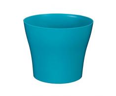 greemotion Pot de fleur rond 22 cm Tulipan couleur bleu turquoise - Pot à fleurs élégant en plastique pour l’intérieur et l’extérieur - Pot de fleurs zen aux lignes modernes