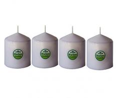 Dehner Bougies Pilier, 4 pièces, Ø 7.7 cm, Hauteur 9 cm, Blanc