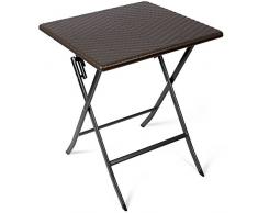 Vanage - Table dappoint - Table de Jardin carrée en Rotin synthétique - Structure en acier - Pliable et ultra compacte - Parfait pour Jardin, Terrasse et Balcon