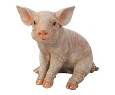 Figurine Cochon Dehner Assis, Environ 24 x 17 x 23 cm, polyrésine, Rose Tendre