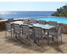 Wilsa Garden EnsembleModuloT6/10+F10 Verre Encadré Structure Gris Anthracite Plateau Transparent Mobilier de Jardin