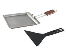 Charcoal Companion Poêle à raclette en Acier Inoxydable avec racloir, Argent, 20x18,8x4,19 cm