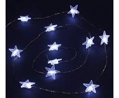 noma 50 Guirlande Lumineuse Solaire en Fil de cuivre Multifonction LED Étoiles Blanches Brillantes. Taille Unique Blanc