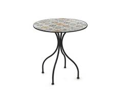Galileo Casa Rodi Table Ronde en mosaïque Noir 70 x 75 cm