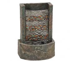 Dehner Fontaine dintérieur Girona avec éclairage halogène, env. 25 x 17 x 11.8 cm, polyrésine, Gris