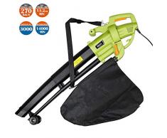 Aspirateur souffleur électrique de jardin 3 en 1, aspirateur broyeur et souffleur de feuilles, puissance 3000 W avec réservoir de collecte de 45 lt