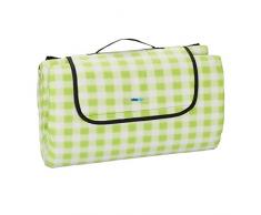 Relaxdays Couverture Pique-Nique Picnic Plaid imperméable 200x200 cm poignée Isolation Tapis, Vert-Blanc