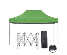 GREADEN Tente Pliante Verte 3x4,5m Super Robuste Tube 40mm en Aluminium Bâche 420D étanche Barnum Pliable Jardin marché, Sac de Transport