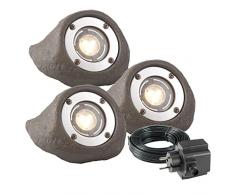 Garden Lights GL3577443 Spot Lapis Light 12 V-3 Pcs Gris 14,5 x 14,5 x 11 cm