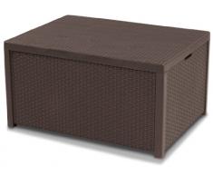 ALLIBERT 220001 Monaco Table Lounge/Coffre à Coussins en Plastique Effet rotin Marron