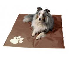 dobar 60421 Grand Tapis rafraîchissant pour Chien Motif Pattes Marron 99,5 x 70 cm