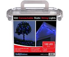 WeRChristmas Guirlande Lumineuse Statique LED connectable avec connecteur mâle et Femelle 2 Broches 10 m 100 LED Bleu