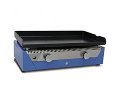 Simogas Rainbow Plancha à Gaz avec 2 Brûleurs en Haute Puissance Acier Bleu 76,5 x 50 x 28 cm 6,6 KW