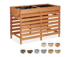 Relaxdays Parterre élevé en Bois, pour Balcon, terrasse & Jardin, Film Inclus, Jardinière sur Pieds, Marron, Brun Clair, L