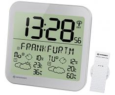 BRESSER Station météo LCD Résistant aux intempéries Horloge Murale avec 4 Jours de prévisions météo et capteur extérieur 22.5 x 22.5 x 2.5 cm Silber