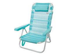 AKTIVE 53963 Chaise Multiposition Aluminium Beach, 108 x 60 x 82 cm Bleu Méditerranée