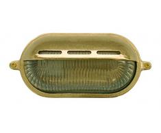 NB LIGHTING-APPLIQUE EN LAITON OVALE, GEA ART 133, DIFFUSER EN VERRE TRANSPARENT DOUILLE EN PORCELAINE E27 MAX.60W 22,5 x 10,5 x 10cm