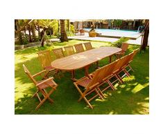 JFB TECKOV12P90B10C2F Le Tanimbar Mix Salon en teck massif Marron 300 x 90 x 75 cm