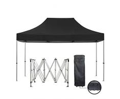 GREADEN Tente Pliante Noire 3x4,5m Super Robuste Tube 40mm en Aluminium Bâche 420D étanche Barnum Pliable Jardin marché, Sac de Transport