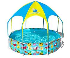 Bestway 56432 Piscine Steel ProTM avec parasol Splash-in-shade ronde 244 x 51 cm