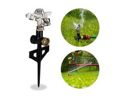 Relaxdays Arroseur en métal, arrosage de Grandes Surfaces Jusqu’à 530 m², 13 m de portée, 20-360°, pulvérisateur, Noir