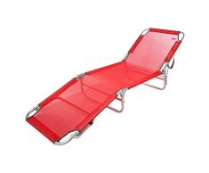 AKTIVE 53973 Chaise Longue Pliante Multiposition Aluminium Beach 188 x 58 x 24 cm Rouge