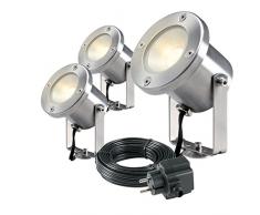 Garden Lights GL4121603 Spot Catalpa 12 V-3 Pcs en Acier Inoxydable 8 x 6,2 x 10,5 cm