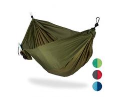 Relaxdays Hamac XXL extérieur Camping 2 Personnes Extra léger Jardin Charge 200 kg, lxP 152x255: 152 x 255cm, Vert foncé