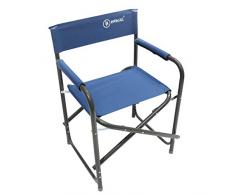 Homecall Chaise de camping pliable en acier avec dossier (Bleu)