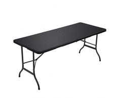 SONGMICS GPT02BK Table Pliante, Noir, 180 x 74 x 75 cm