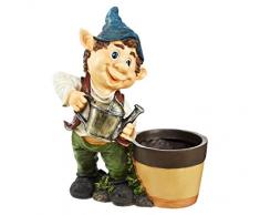 Dehner Figurine de Jardin Männchen avec Pot de Fleurs, env. 33,6 x 17,6 x 28.6 cm polyrésine