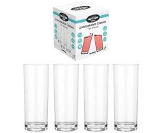 Lay-Z-Spa BWA0009 Lot de 4 gobelets en Polycarbonate réutilisables et pratiquement incassables Transparent