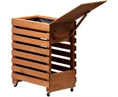 dobar 58161FSCe Jardinière surélevée en Bois sur roulettes (pin, Marron) avec Fond, kit de semis de légumes, Herbes, à Installer dans Le Jardin et sur Un Balcon M (58x36x71cm) - rollbar Marron