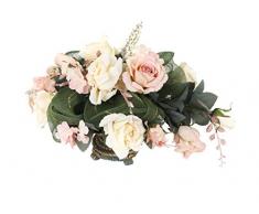 Closer2Nature Arrangement de Roses artificielles Crème et Rose pâle 30 cm