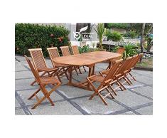 JFB Le SERAM : Salon en Teck huilé 12/14 Personnes, Comprenant 1 Table Ovale et 10 chaises