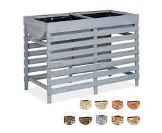 Relaxdays Parterre élevé en Bois, pour Balcon, terrasse & Jardin, Film Inclus, Jardinière sur Pieds, Gris