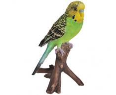 Dehner Dekofigur Wellensittich, Polyresin Figurine, Vert/Jaune, 16,5 x 9,7 x 8 cm