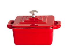 PaellaWorld Gusseisenkuss Marmite en Fonte 9,5 x 9,5 x 4,5 cm innen weiß/außen Rot emailliert