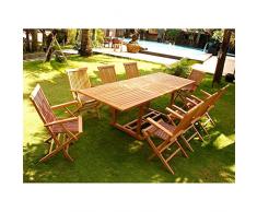 JFB teckrec10pb8f-dj Le Sorong8 Salon de jardin teck massif Marron 240 x 90 x 75 cm