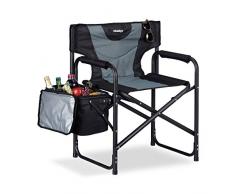 Relaxdays régie Chaise de Camping Pliante Fauteuil de pêche 110 kg glacière, Noir Gris