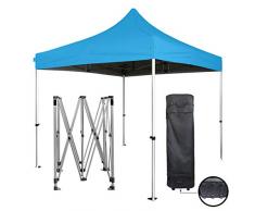 GREADEN Tente Pliante Bleu Ciel 3x3m Super Robuste Tube 40mm en Aluminium Bâche 300g/m2 étanche Barnum Pliable Jardin marché, Sac de Transport