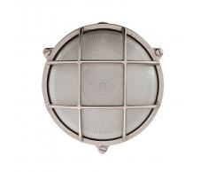 NB LIGHTING-APPLIQUE, PLAFONIER EN LAITON RONDE FINITION NICKEL, RONDO ART 10A, DIFFUSER EN VERRE SATINE DOUILLE EN PORCELAINE E27 MAX.60W 19,5 x 9,3cm