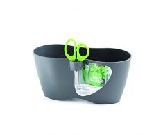 ZANVIC Pot pour 2 aromatiques, Limes doblo 250 avec Ciseaux, Anthracite, 12 x 12 x 25 cm, za425